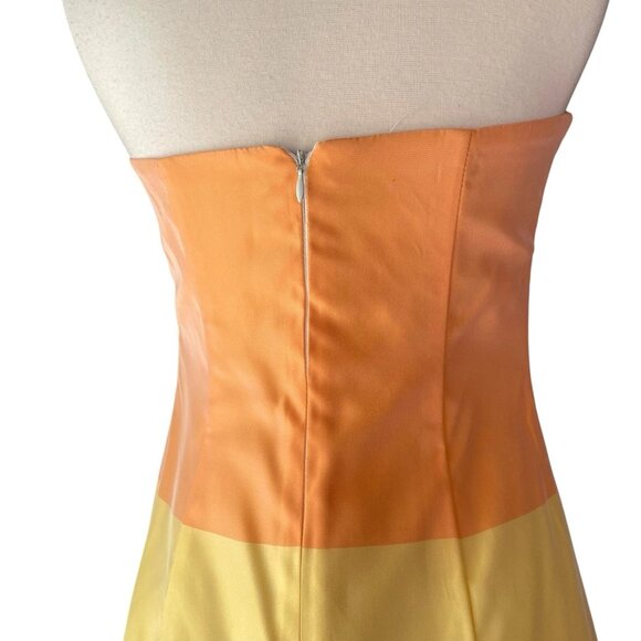 Jessica McClintock Millennium 2000 Colorblock Gown Dress Orange Yellow Size 6 - Picture 6 of 8